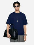 DAXUEN solid black crew neck knit t-shirt