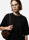 DAXUEN solid black crew neck knit t-shirt