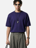 DAXUEN solid black crew neck knit t-shirt