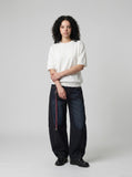 DAXUEN solid black crew neck knit t-shirt — model photo