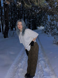 DAXUEN white oversized solid vintage graphic tee — model photo