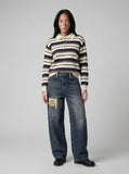 DAXUEN Wide-leg baggy jeans with distressed dark blue denim — model photo
