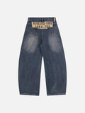 DAXUEN Wide-leg baggy jeans with distressed dark blue denim