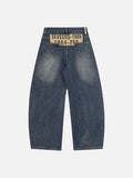 DAXUEN Wide-leg baggy jeans with distressed dark blue denim