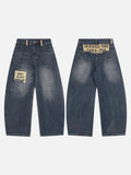 DAXUEN Wide-leg baggy jeans with distressed dark blue denim