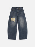 DAXUEN Wide-leg baggy jeans with distressed dark blue denim