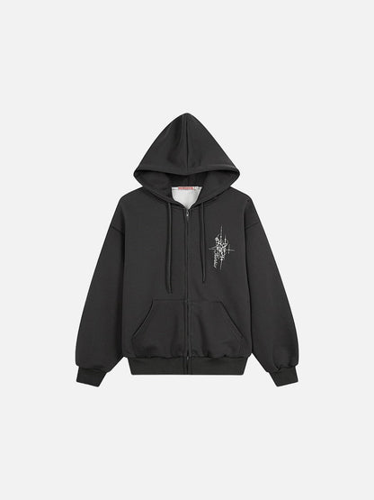 DAXUEN heather grey oversized sequined wing hoodie and sweatpants set