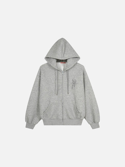 DAXUEN heather grey oversized sequined wing hoodie and sweatpants set