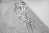 DAXUEN heather grey oversized sequined wing hoodie and sweatpants set