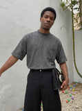 DAXUEN speckled-mock-neck-t-shirt-relaxed-fit — model photo
