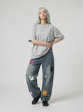 DAXUEN Oversized short-sleeved speckled t-shirt — model photo