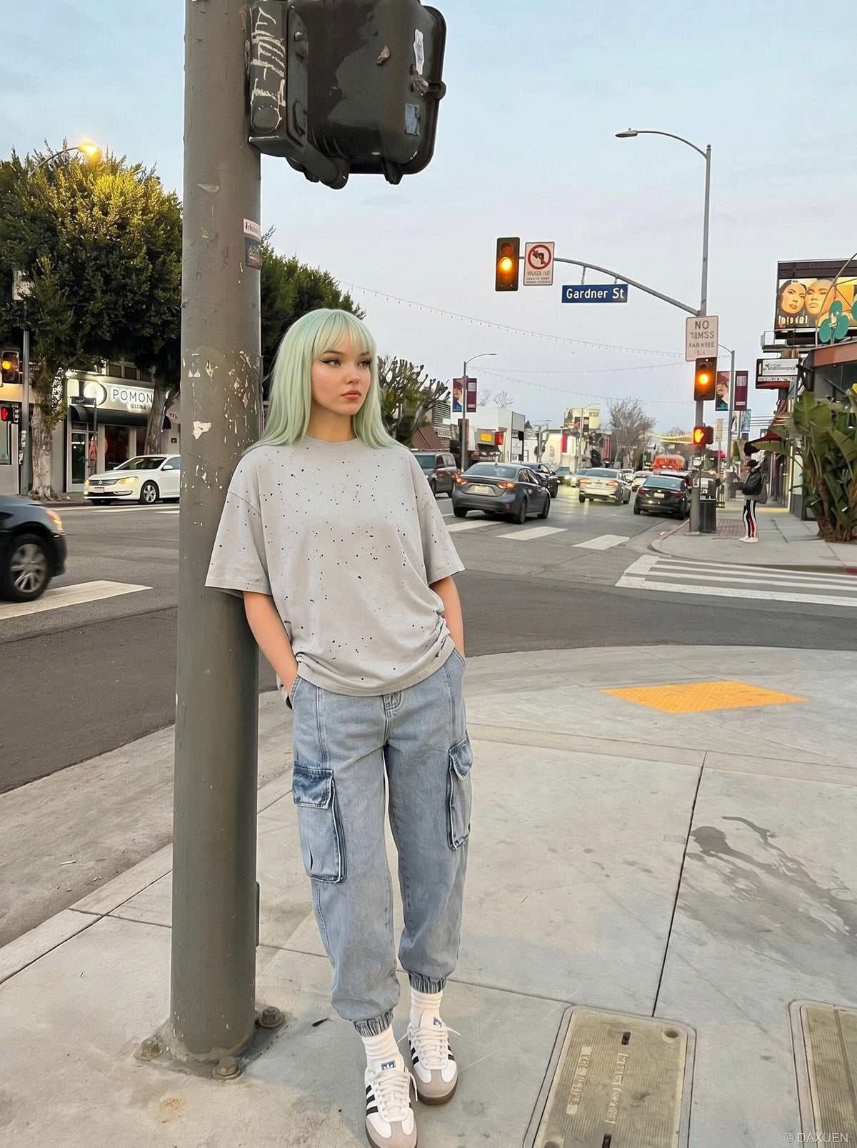 Speckled Oversized T-Shirt in Grey and Yellow
