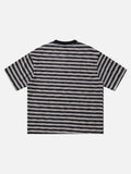 DAXUEN Striped crewneck T-shirt with distressed text print