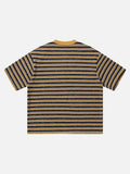 DAXUEN Striped crewneck T-shirt with distressed text print