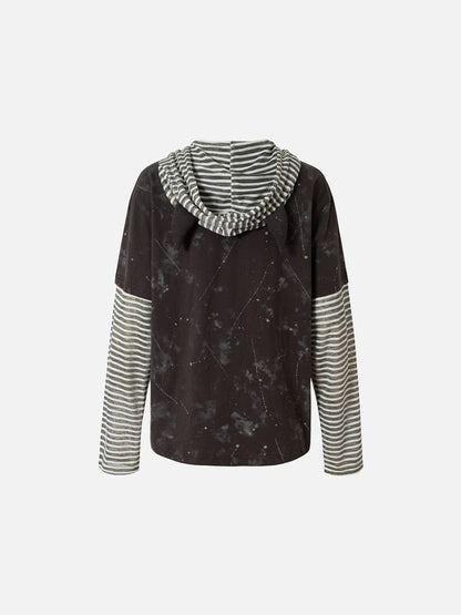 DAXUEN Faux-layered hooded long-sleeve top with splatter print