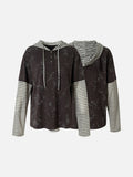DAXUEN Faux-layered hooded long-sleeve top with splatter print