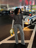 DAXUEN Faux-layered hooded long-sleeve top with splatter print — model photo