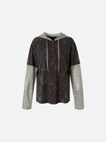 DAXUEN Faux-layered hooded long-sleeve top with splatter print