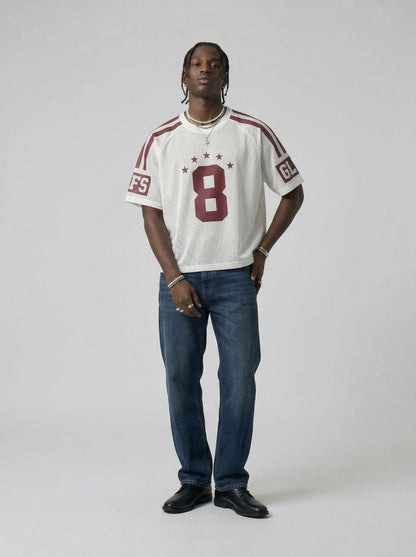DAXUEN Sporty short-sleeved mesh t-shirt with graphics — model photo