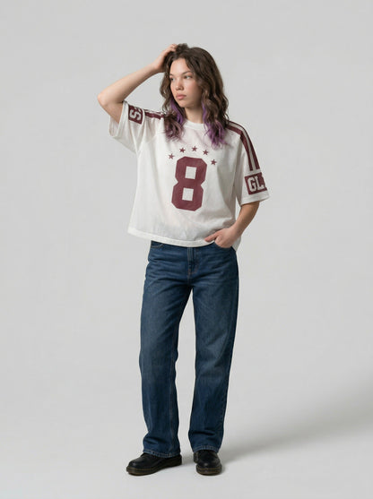 DAXUEN Sporty short-sleeved mesh t-shirt with graphics — model photo