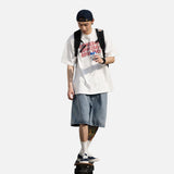 DAXUEN white oversized stacked text graphic tee