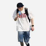 DAXUEN white oversized stacked text graphic tee