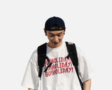 DAXUEN white oversized stacked text graphic tee