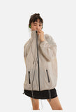 Textured Oversized Windbreaker Jacket