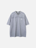 DAXUEN Short-sleeved stand-up collar t-shirt in black and grey marl