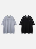DAXUEN Short-sleeved stand-up collar t-shirt in black and grey marl