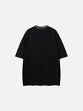 DAXUEN Short-sleeved stand-up collar t-shirt in black and grey marl