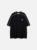 DAXUEN Short-sleeved stand-up collar t-shirt in black and grey marl