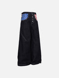 DAXUEN dark blue wide-leg denim pants with star and stripes graphic