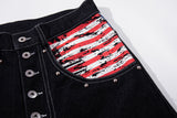 DAXUEN dark blue wide-leg denim pants with star and stripes graphic