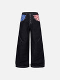 DAXUEN dark blue wide-leg denim pants with star and stripes graphic
