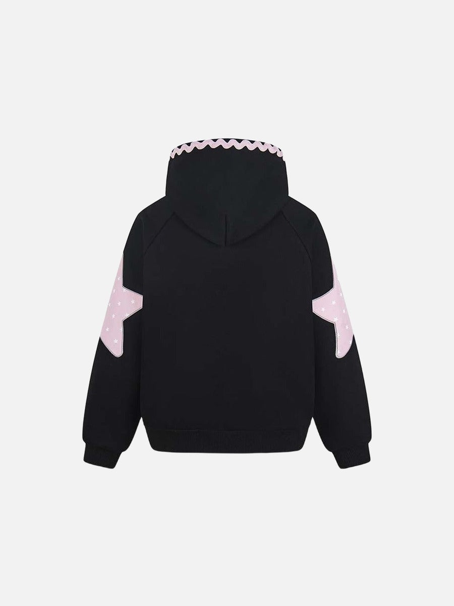 DAXUEN Oversized zip-up hoodie with star appliques