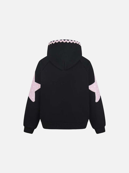 DAXUEN Oversized zip-up hoodie with star appliques