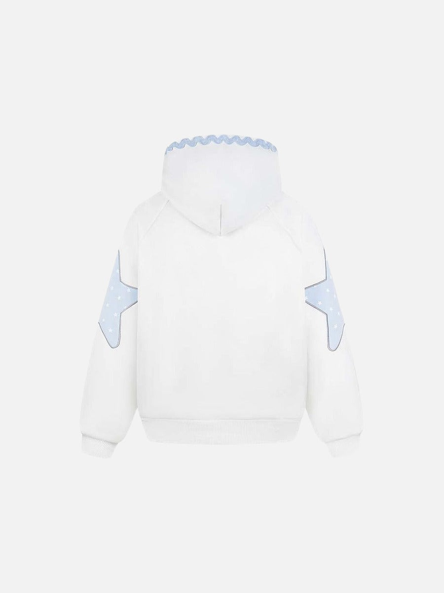 DAXUEN Oversized zip-up hoodie with star appliques