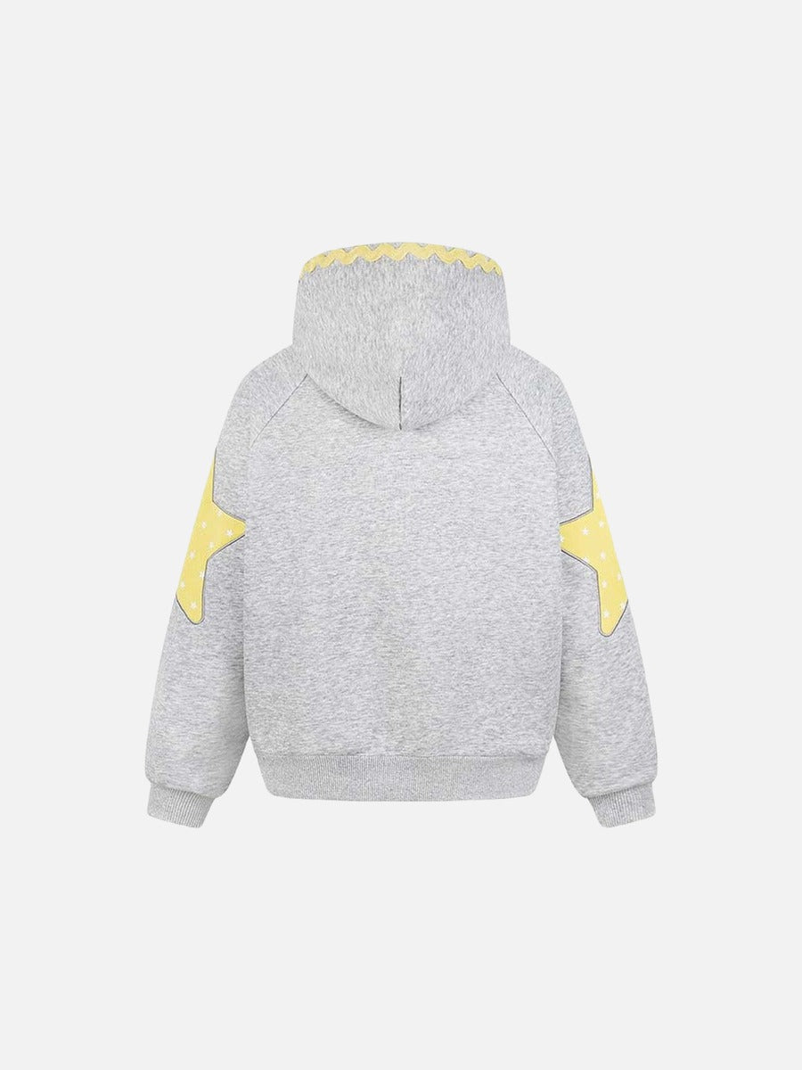 DAXUEN Oversized zip-up hoodie with star appliques