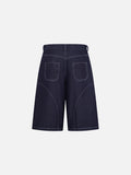 DAXUEN Dark blue denim shorts with white stitching and star designs