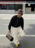 DAXUEN Wide-leg cargo pants with star embroidery — model photo