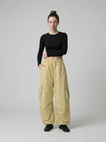 DAXUEN Wide-leg cargo pants with star embroidery — model photo
