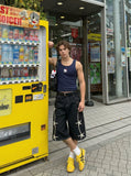 DAXUEN Wide-leg denim shorts with star embroidery — model photo