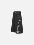 DAXUEN Wide-leg denim shorts with star embroidery