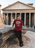 DAXUEN Relaxed-fit long-sleeve crew neck t-shirt with graphic print — model photo