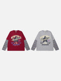 DAXUEN Relaxed-fit long-sleeve crew neck t-shirt with graphic print