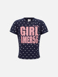 DAXUEN Star print crew neck T-shirt with bold text
