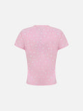 DAXUEN Star print crew neck T-shirt with bold text
