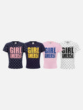 DAXUEN Star print crew neck T-shirt with bold text