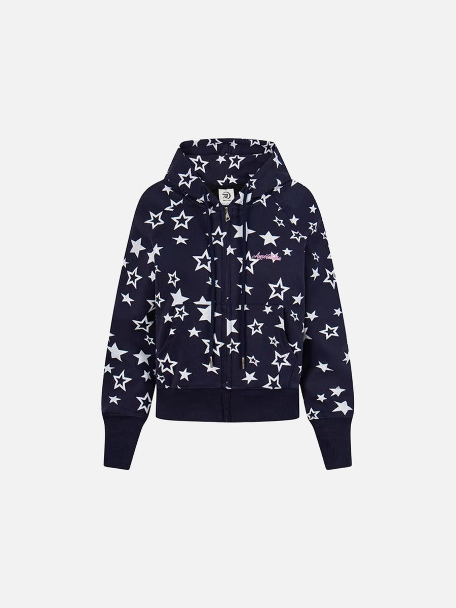DAXUEN Star print full-zip hooded jacket